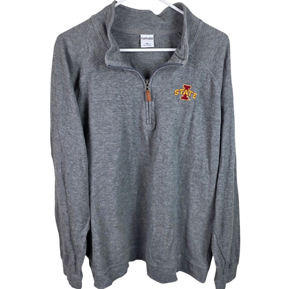 Captivating Apparel Iowa State Pullover Mens XXL Gray Good Quarter Zip Logo